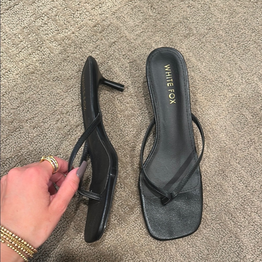 Black Kitten Heel Sandals
